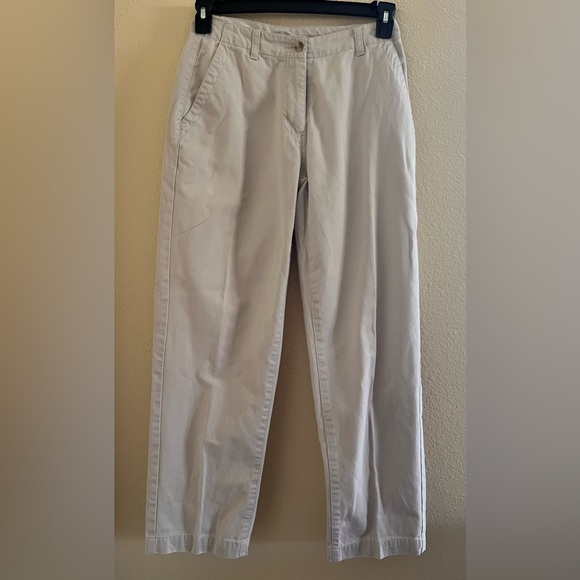 L.L. Bean Wrinkle-Free Tapered Leg 100% Cotton Heritage Stone Pants Women's‎ 4P - Picture 1 of 9